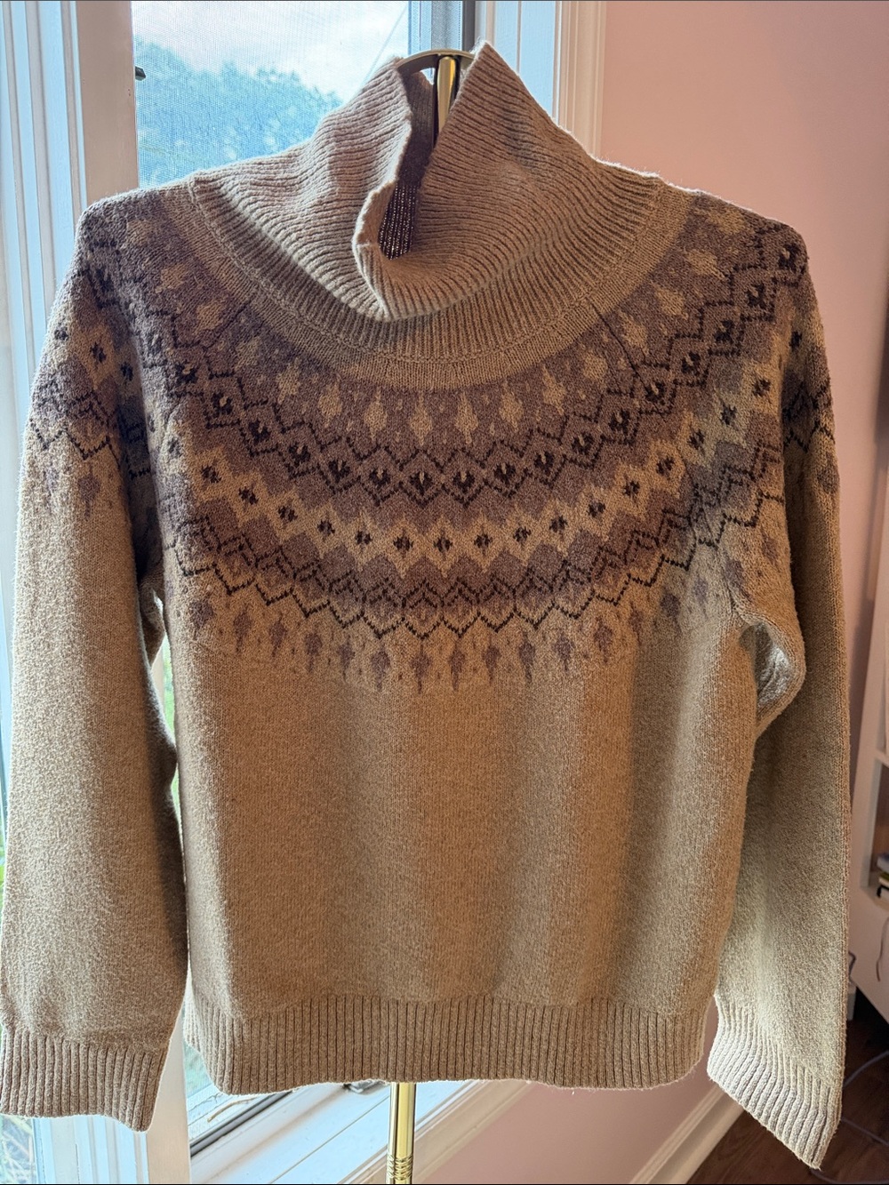Haven Well Within Turtleneck Fair Isle Sweater in Taupe